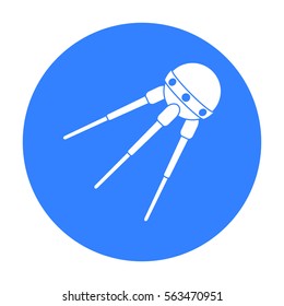 Sputnik One icon in black style isolated on white background. Space symbol stock vector illustration.