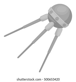 Sputnik One Icon In Monochrome Style Isolated On White Background. Space Symbol Stock Vector Illustration.