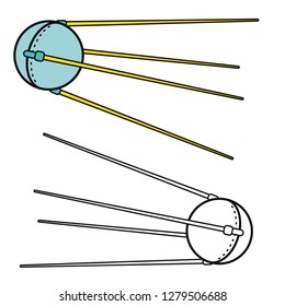 Sputnik One Vector. First Artificial Satellite.