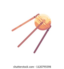 Sputnik satellite vector illustration. Space exploration flat icon.