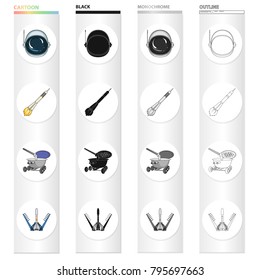 Sputnik, universe, planet, and other web icon in cartoon style.Galaxy, satellite, cosmodrome, icons in set collection.