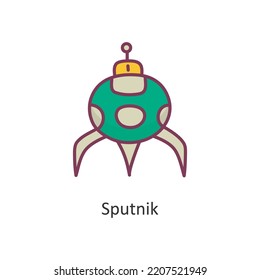 Sputnik Vector Filled outline Icon Design illustration. Space Symbol on White background EPS 10 File