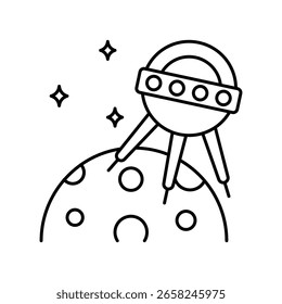 Sputnik Vector outline illustration style icon