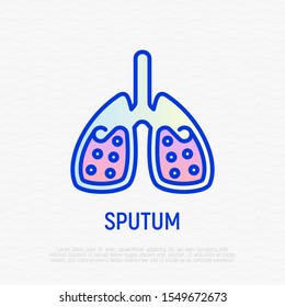 Sputum in lungs thin line icon. Symptom of asthma or pneumonia. Modern vector illustration.