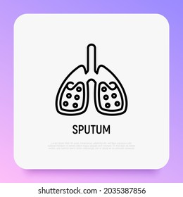 Sputum in lungs thin line icon. Symptom of asthma or pneumonia. Modern vector illustration.