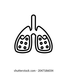 Sputum in lungs thin line icon. Symptom of asthma or pneumonia. Modern vector illustration.