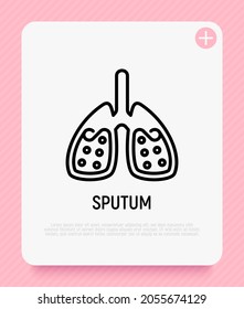 Sputum in lungs thin line icon. Symptom of asthma or pneumonia. Modern vector illustration.