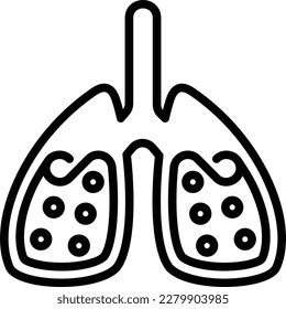 Sputum in lungs thin line icon. Symptom of asthma or pneumonia. Modern vector illustration.