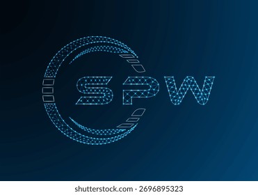 SPW diseño de Vector de logotipo de letra polivinílica baja. SPW diseño de logotipo de poliéster inferior. Logotipo de poliéster bajo.