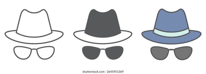 Spy agent icon collection, security and detective, hacker sign vector set graphics, editable stroke linear icon, eps 10