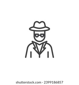 Spy agent line icon. linear style sign for mobile concept and web design. Detective person outline vector icon. Symbol, logo illustration. Vector graphics
