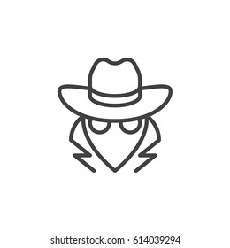 Spy, agent line icon, outline vector sign, linear style pictogram isolated on white. Symbol, logo illustration. Editable stroke. Pixel perfect