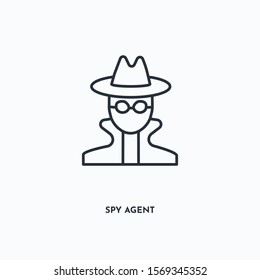 Spy Agent outline icon. Simple linear element illustration. Isolated line Spy Agent icon on white background. Thin stroke sign can be used for web, mobile and UI.