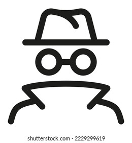 Spy agent searching outline icon. Anonymous or Incognito Vector illustration.