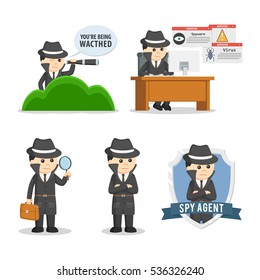 spy agent set illustration design