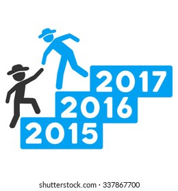 Spy Annual Help vector icon. Style is bicolor flat symbol, blue and gray colors, rounded angles, white background.