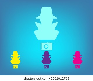 Spy with camera, ranger, detective, vector icon. A flat illustration depicting a detective, a tracker, a spy with a camera.