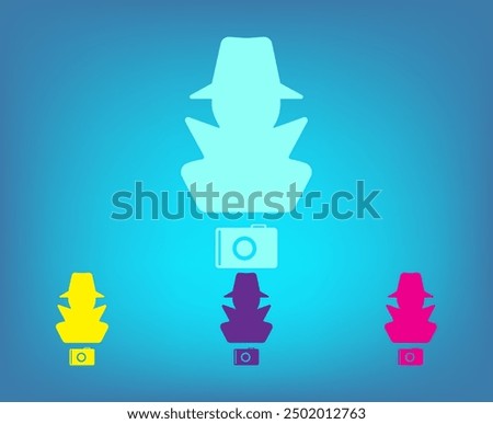 Spy with camera, ranger, detective, vector icon. A flat illustration depicting a detective, a tracker, a spy with a camera.