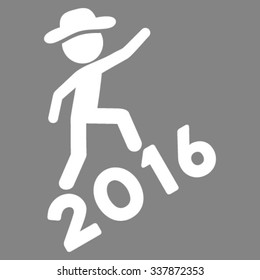 Spy Climbing 2016 vector icon. Style is flat symbol, white color, rounded angles, gray background.