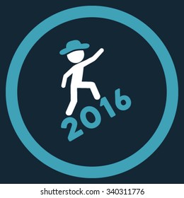 Spy Climbing 2016 vector icon. Style is bicolor flat circled symbol, blue and white colors, rounded angles, dark blue background.