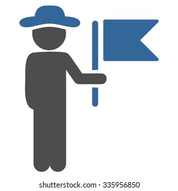 Spy Commander vector icon. Style is bicolor flat symbol, cobalt and gray colors, rounded angles, white background.