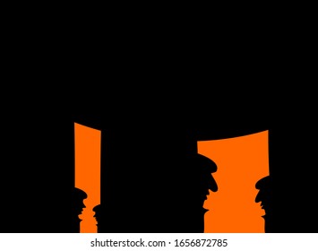 spy at the corner whit black and orange color on illustration vector 