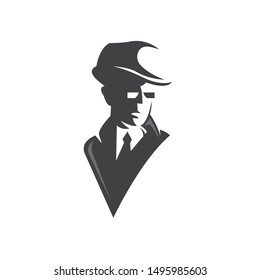 Spy detective logo design template. Criminal internet hacker logo