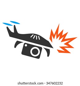 Spy Drone Explosion vector icon. Style is flat symbol, rounded angles, white background.