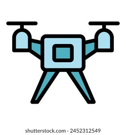 Vector de contorno de icono de dron espía. Aéreas cámara. Color de control de Web plano