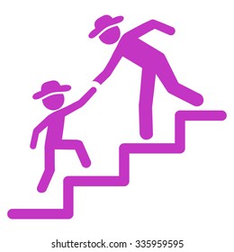 Spy Education Steps vector icon. Style is flat symbol, violet color, rounded angles, white background.