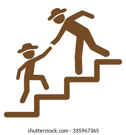 Spy Education Steps vector icon. Style is flat symbol, brown color, rounded angles, white background.