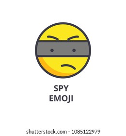 spy emoji vector line icon, sign, illustration on background, editable strokes
