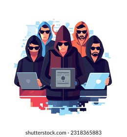 espía involucrado en el ciberespionaje, sentado en una computadora con capucha o máscara, rodeado de pantallas y código