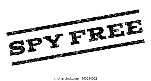 Spy Free watermark stamp. Text tag between parallel lines with grunge design style. Rubber seal stamp with unclean texture. Vector black color ink imprint on a white background.