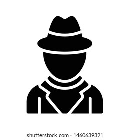 spy glyph flat vector icon