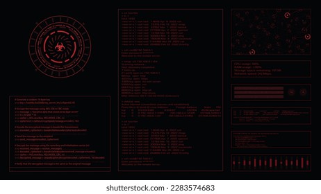Spy and hacker code window interface. Vector HUD.