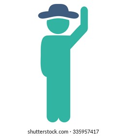 Spy Hello vector icon. Style is bicolor flat symbol, cobalt and cyan colors, rounded angles, white background.