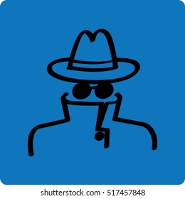 Spy with the hidden face. Vector illustration