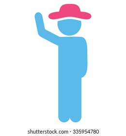 Spy Hitchhike vector icon. Style is bicolor flat symbol, pink and blue colors, rounded angles, white background.