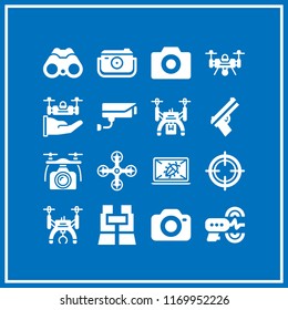 spy icon. 16 spy vector set. peephole, gun, crime and binoculars icons for web and design about spy theme
