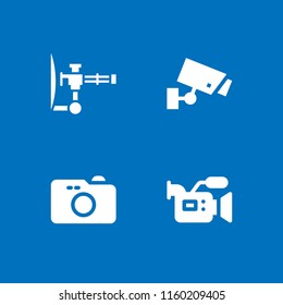 spy icon. 4 spy set with gun, cctv and camera vector icons for web and mobile app