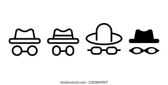 Spy icon, browse the web privately in Incognito mode,virtual private network, vector icon isolated on white background.