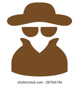 Spy icon from Business Bicolor Set. Vector style: flat symbol, brown color, rounded angles, white background.