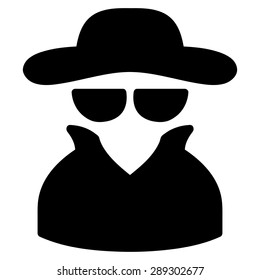 Spy icon from Business Bicolor Set. Vector style: flat symbol, black color, rounded angles, white background.