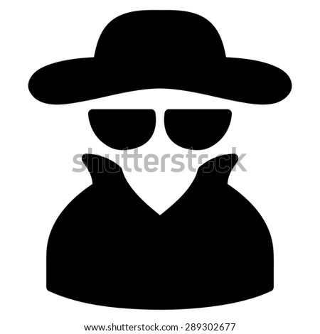 Spy icon from Business Bicolor Set. Vector style: flat symbol, black color, rounded angles, white background.