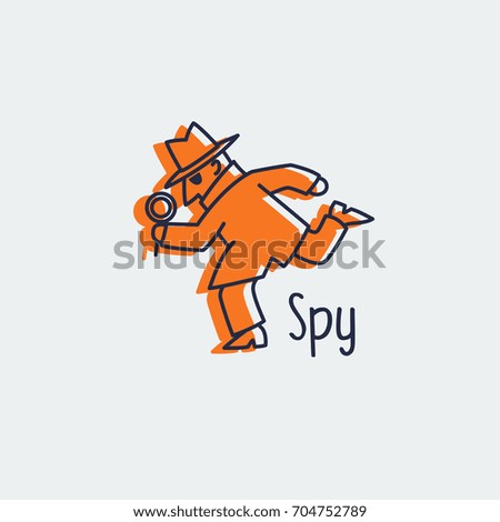 spy icon, detective, logo design, anonymous secret agent, isolated vector illustration