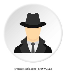 Spy icon in flat circle isolated vector illustration for web
