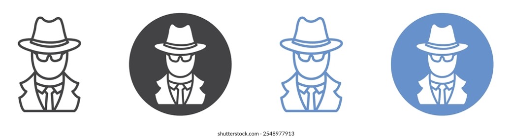 Spy icon flat line symbol set.