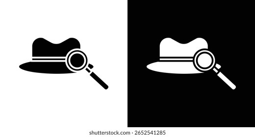 Spy icon in flat version on black and white background
