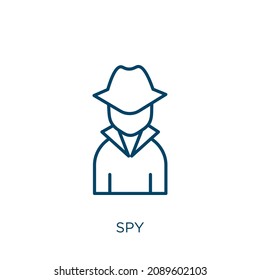 spy icon. Thin linear spy outline icon isolated on white background. Line vector spy sign, symbol for web and mobile